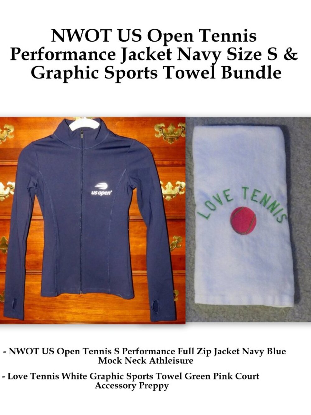 US Open Tennis Jacket S XS Love Tennis Towel Bundle Lot 2